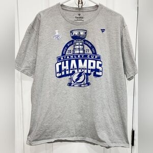 Vintage Fanatics Tampa Bay Lighting Stanley Cup Winners 2021 Tshirt Mens Sz Xl